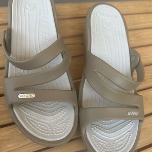 CROCS Taupe Strappy Sandals